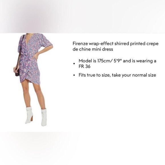 IRO Firenze Printed Dress In Mixed Blue NWT size 36 US-4 - Picture 5 of 6